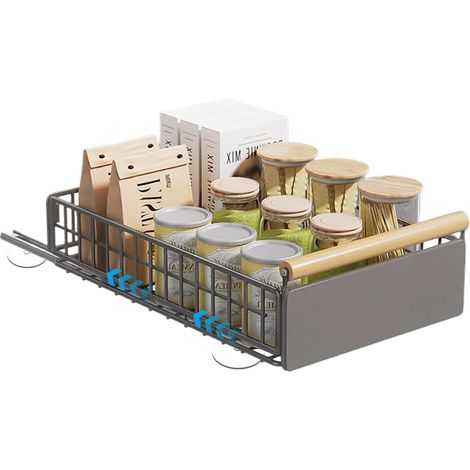 Tiroir Coulissant Cuisine Extensible, Plateau Coulissant Cuisine Disponible en 2 Tailles, Tiroir Télescopique avec Poignée, Etagere Coulissante Placard Cuisine Gris (Petit) (1/5)