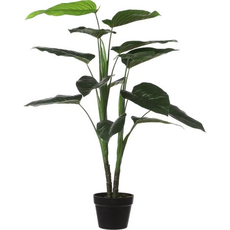 Plante Artificielle Philodendron Vert avec Pot en Plastique Noir H 100 x Ø 70 cm - PANGIVO (1/5)