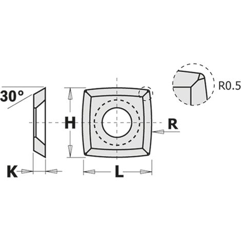 790.152.12 CUCHILLA RÉV. STD (4/30°) 15 x 15 x 2,5 mm R115+0,5 B6,4 HW - K1920