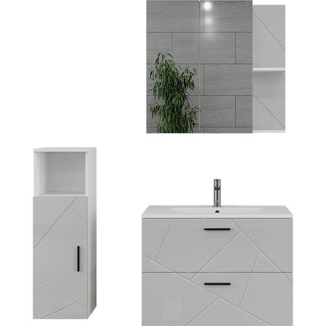 Badmöbel-Set Irma, Weiß/Weiß Hochglanz, 4 Teile, Vicco
