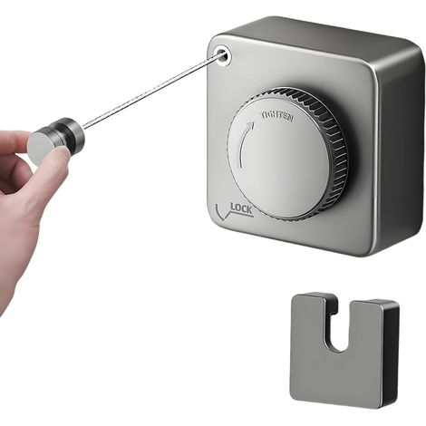 Tendedero de ropa retráctil, de pared, con cable de acero inoxidable, 4,2 m (negro) (1/5)
