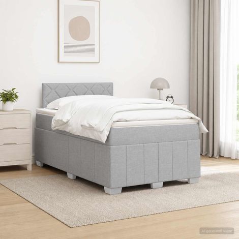 vidaXL Cama box spring con colchón Gris Claro 120 x 190 cm Tela (1/5)