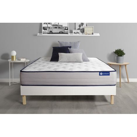 Ensemble matelas Mémoire de forme ACTIMEMO FORM 90x200 cm 5zones de confort + sommier KIT blanc (1/5)