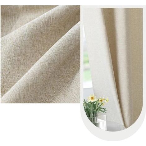 Cortina de ducha de lino texturizado de 180x180 cm, impermeable y lavable, resistente al moho, para baño, con anillas, color beige. (1/4)