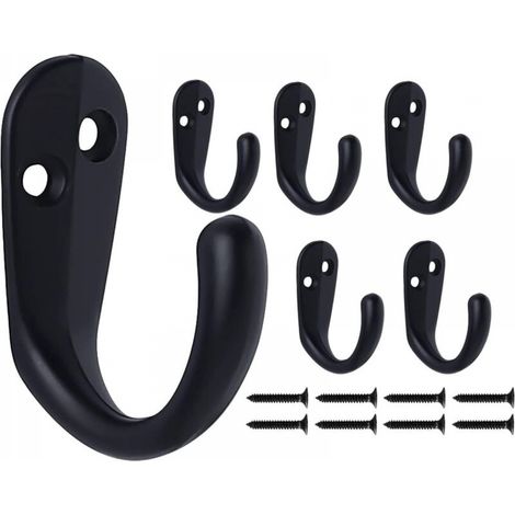 Crochet Porte Manteau Noir, 6 Pateres Muraux Retro Lourd Metal Crochets Murale Individuelle pour Maison Porte Entrée Cuisine Chambre Salle de Bain Garage (1/5)