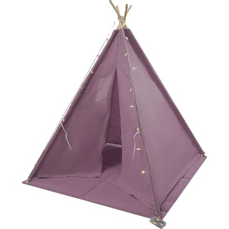 Tienda tipi, algodón y lino, para uso interior y exterior, color morado. (1/2)