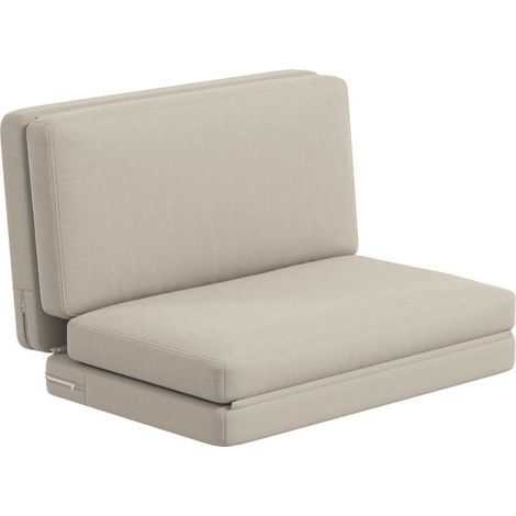 Fauteuil Relax 2-en-1 pliable avec matelas d'invité, convertible 120 cm, couleur beige, idéal pour le confort à domicile