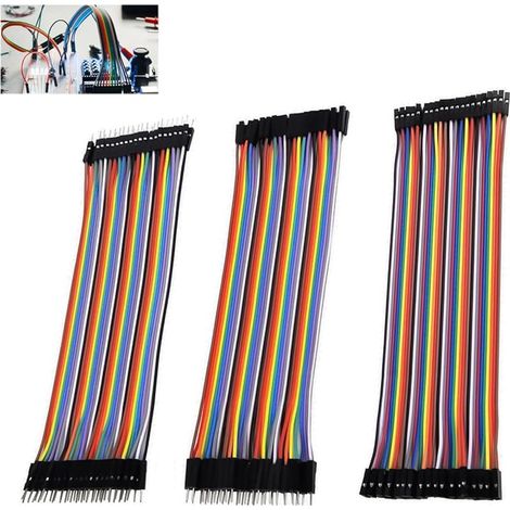 120 Pièces Jumper Wire Breadboard Dupont Cable, 40 Pin 3 en 1 Ruban de Câbles Male Femelle Mâle Mâle Femelle Femelle, Fils Séparables Multicolores pour Arduino Prototypage Pi, Câbles 2,54 mm 20cm (1/5)