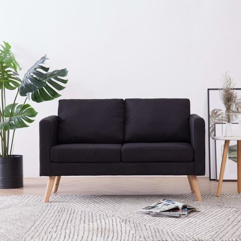 Maison Chic – Canapé droit 2 places contemporain – Tissu noir résistant – Largeur 100 cm – Confort optimal avec coussins amovibles - Chic-561264 (1/5)