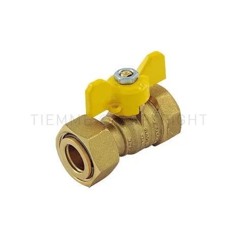 Tiemme - Valvola/Arresto Gas Diritta Femmina 1/2" - Girello 3/4" (Nichelata)