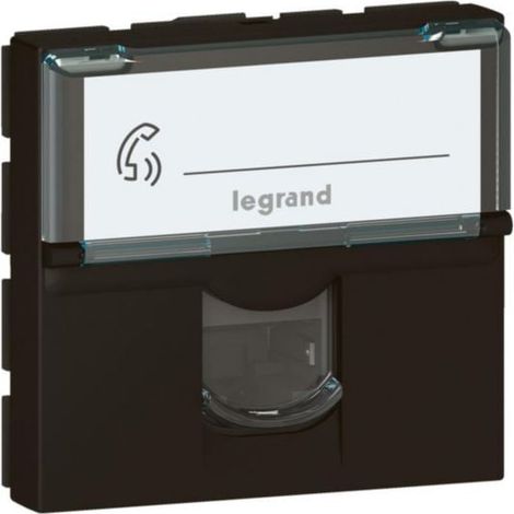 Prise RJ45 catégorie6A STP à blindage métal Mosaic 2 modules - noir mat - LEGRAND