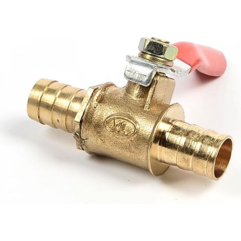 Robinet à boisseau sphérique en laiton 10 mm Vanne d'arrêt cannelée Raccord de tuyau raccord adaptateur pour eau, gaz, huile (lot de 1) (1/5)