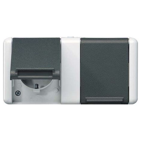 Jung Enchufe doble SCHUKO®, cableado, 16 A 250 V , horizontal, IP 44, WG 800, anthrazit 8220 W