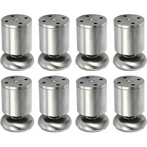 8 pcs Pieds de Meuble en Acier Inoxydable réglables en Hauteur, Pieds de Table, 50 x 80 mm, tapis en caoutchouc, sr et silencieux (1/4)