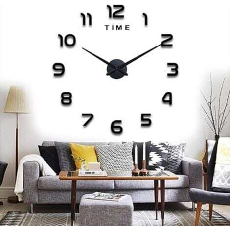 Modern DIY Grande Horloge Murale, Silencieuse ,Pendule Murale Moderne Métallique Horloge Décorations de Bureau Domicile-Noir (1/5)