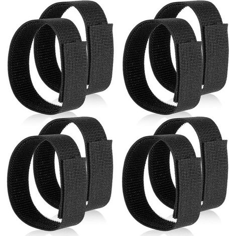 Pinces à pantalon pour vélo - Lot de 8 - avec Velcro - sangle - 40 x 2,5 cm - noir (1/5)