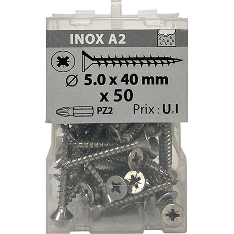 50 vis agglo 5x40mm fraisée Pz inox A2 Viswood