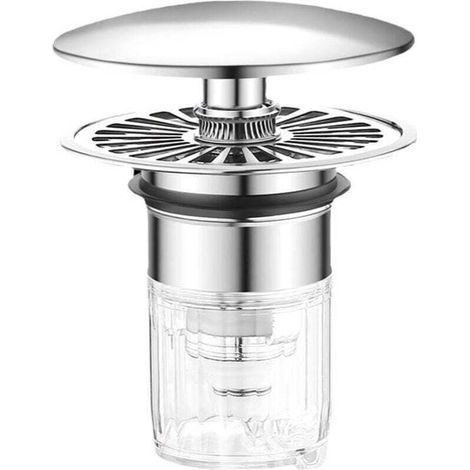 Bouchon de lavabo entièrement en cuivre, bouchon de vidange universel à charnière, filtre anti-colmatage avec crépine, convient aux baignoires et aux éviers de cuisine (34-40 mm). (1/4)