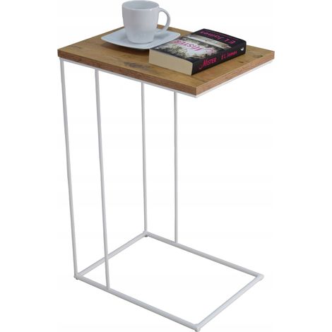 Mesa auxiliar de alambre Roble Lancelot Blanco Mate (1/3)
