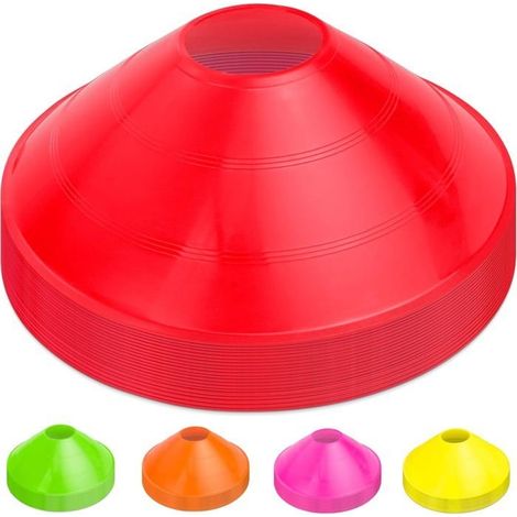 ®TONLRGY Cônes de sport haut de gamme pour entraînement et exercices d'agilité, lot de 20, 19 x 5,5 cm,rouge (1/5)