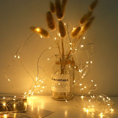 100 LED-Lichterkette für Schlafzimmer, Rasen, Garten, Zuhause, Weihnachtsdekoration, warmweiß (1/5)