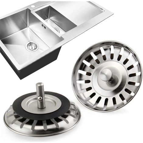 JSSEVN-Lot de 2 Bouchon evier Cuisine 80mm, Panier pour Bonde d'Évier de Cuisine, Crépine Cuisine Meilleur pour Vidange et Antiblocage (1/5)