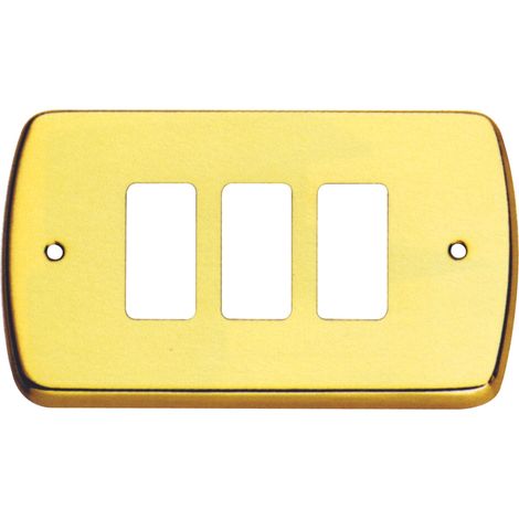 PLACCA MAGIC COPRI INTERRUTTORE OTTONE LUCIDO 3 FORI A.530 (1/5)