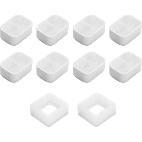 2 filtres de rechange pour fontaine à eau pour chats, filtre à charbon actif et filtre en mousse, purification et filtration mécanique, usage avec fontaines céramiques (1/5)