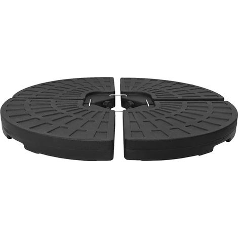 Set di 4 basi per ombrellone a ventaglio 47 x 47 x 8 cm per stabilità all'aperto in HDPE nero 020045940