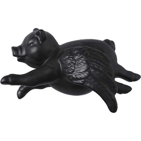 Décoration murale 3D Cochon Volant Ornement en Céramique à Suspendre pour la Maison et le Bureau - Type A - Noir (1/5)