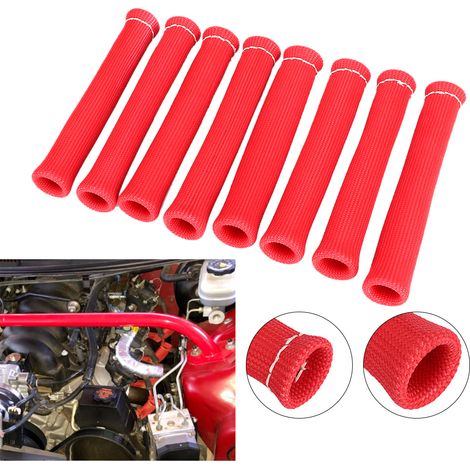 8pcs Manchon de Bougie Rouge 1600°C Protection Chaleur Blindage Fil Isolant pour Auto Camion Lot (1/5)