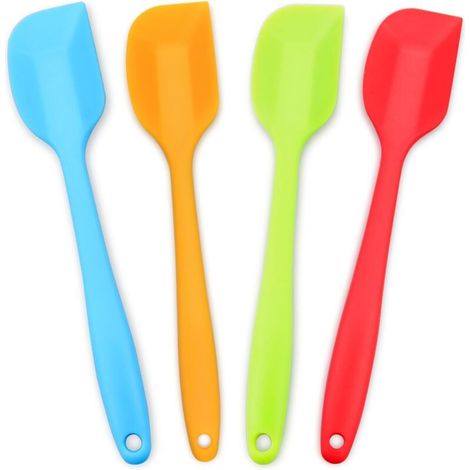 Set di spatole in silicone (4 pezzi), spatola resistente al calore, spatola in gomma antiaderente, anima in acciaio inossidabile (1/4)