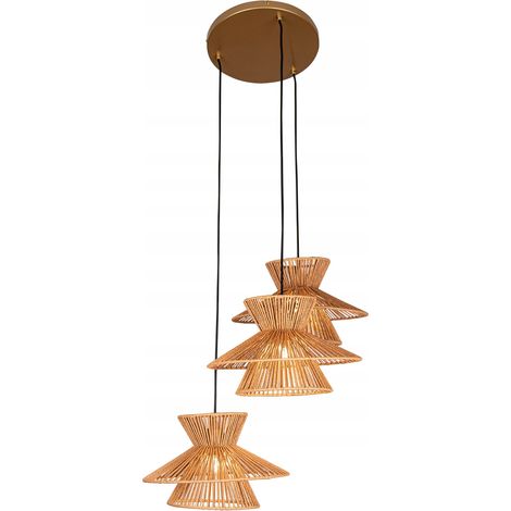 Lampada da soffitto sospesa in bambù BOHO Rattan Wood Loft (1/3)