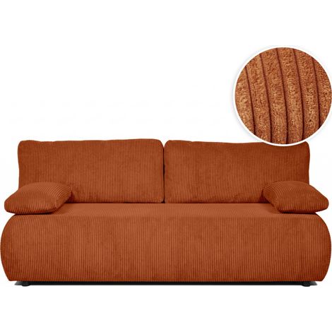 Canapé droit VELUTO convertible avec coffre en velours côtelé - Terracotta (1/5)