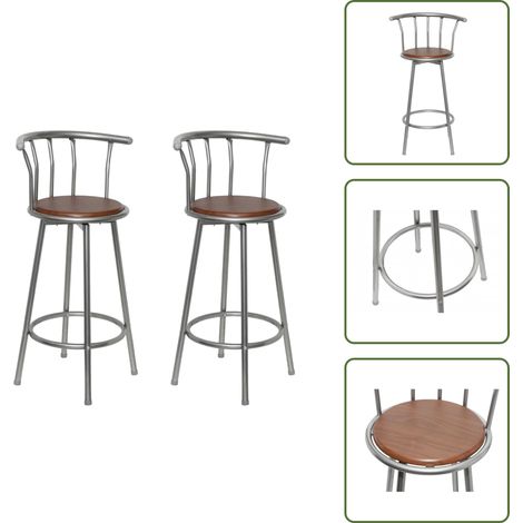 Tabourets de bar lot de 2 marron acier - Tabouret De Bar - Tabourets De Bar - Chaise Haute - Meubles De Cuisine - Mobilier Moderne (1/5)