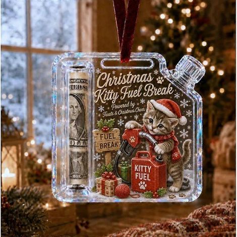 Porte-billets de Noël en acrylique transparent, décoration amusante à suspendre au sapin, ornement de Noël en forme de tirelire, décoration amusante pour offrir de l'argent. (1/4)