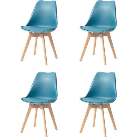 Esszimmerstuhl 4er Set, Massivholzbeine, abnehmbares Kissen, Grün (1/5)