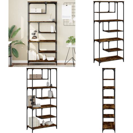 Bücherregal Räuchereiche 81x36x176 cm Holzwerkstoff - Bücherregal Metall - Bücherregal Räuchereiche (1/5)