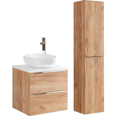 Set di mobili da bagno con lavabo April bianco 60cm (1/5)