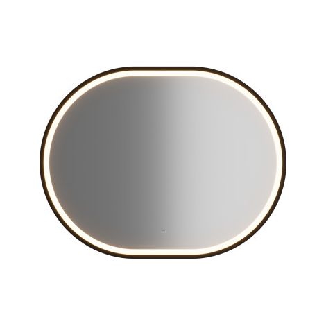 Miroir mural oval Led tactil - Cadre noir - L 90 x l 70 cm - Lustro Apollo - Livraison gratuite