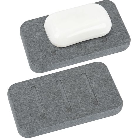 Porte-savon en Diatomite, Support de Savon à Séchage Rapide, Récipient à Savon Auto-séchant (Gris) (1/5)