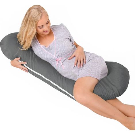 Almohada de embarazo de terciopelo tipo C para dormir de lado y amamantar - Gris oscuro (1/5)