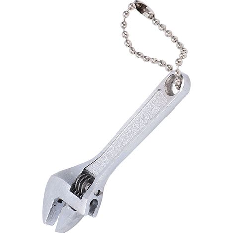 Clé à molette miniature en acier galvanisé, portable et ajustable pour usage professionnel et domestique, 6,35 cm, revêtement argenté. (1/5)