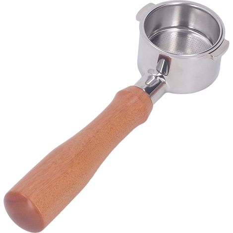 Porte-filtre sans fond 51 mm en acier inoxydable, 2 oreilles, avec poignée en bois, pour machine à café style 1 (1/5)