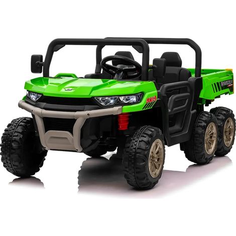 Jeep Elettrica per Bambini 24V Verde 2 Posti Telecomando e Luci LED (1/4)