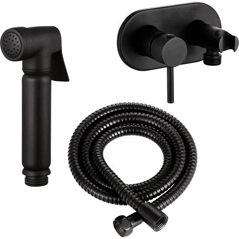 Design WC/Bidet Handbrause Komplettset mit Unterputz Mischer in Schwarz Matt (1/5)