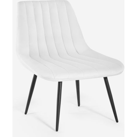 Poltrona salotto design moderno seduta a coste tessuto velluto Rajin - Bianco