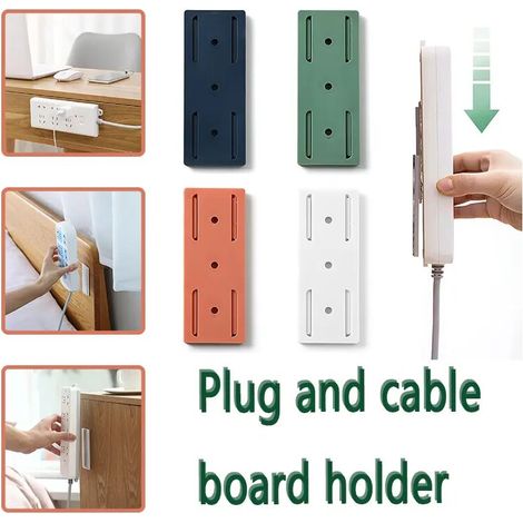 royaluxe -4 pièces support de prise auto-adhésif sans poinçon, fixation de prise murale, support de carte d'alimentation, support de prise de support de bande d'alimentation pour prise de routeur WiFi (1/5)