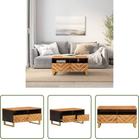 Wohnzimmermöbel - Couchtisch Braun und Schwarz 80x54x40 cm Massivholz Mango (1/5)