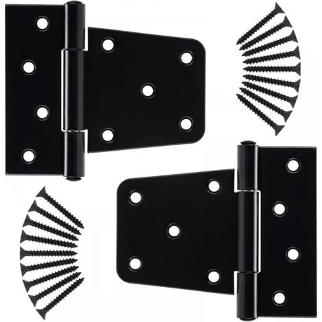 Heavy Duty Door Hinges, Cabinet Heavy Door Hinges, Flat Door Hinges, Black Hinges in (2 pieces,3.5inch) (1/4)